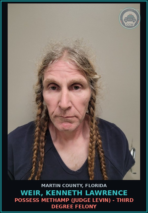 Booking mugshot of WEIR, KENNETH LAWRENCE in Martin County
