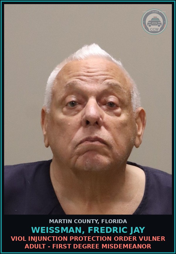 Booking mugshot of WEISSMAN, FREDRIC JAY in Martin County