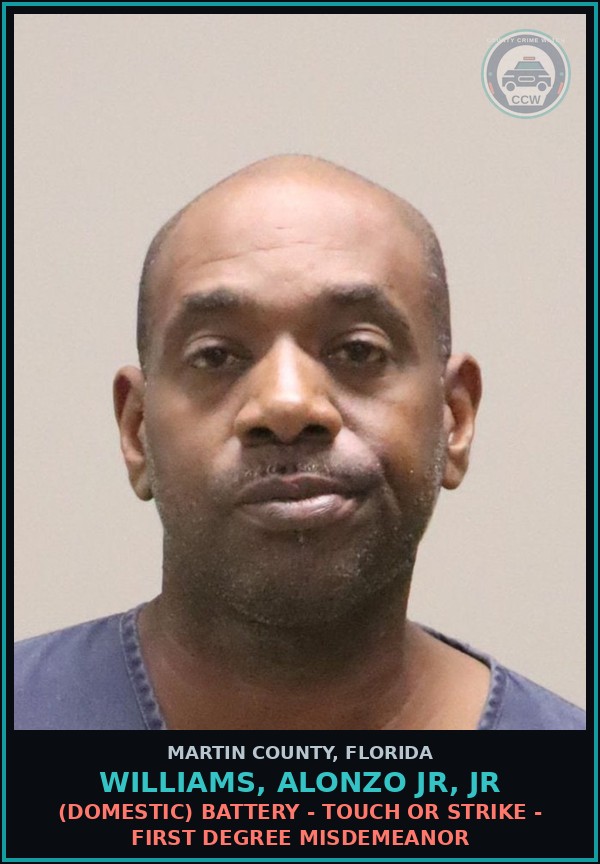 Booking mugshot of WILLIAMS, ALONZO JR, Jr in Martin County