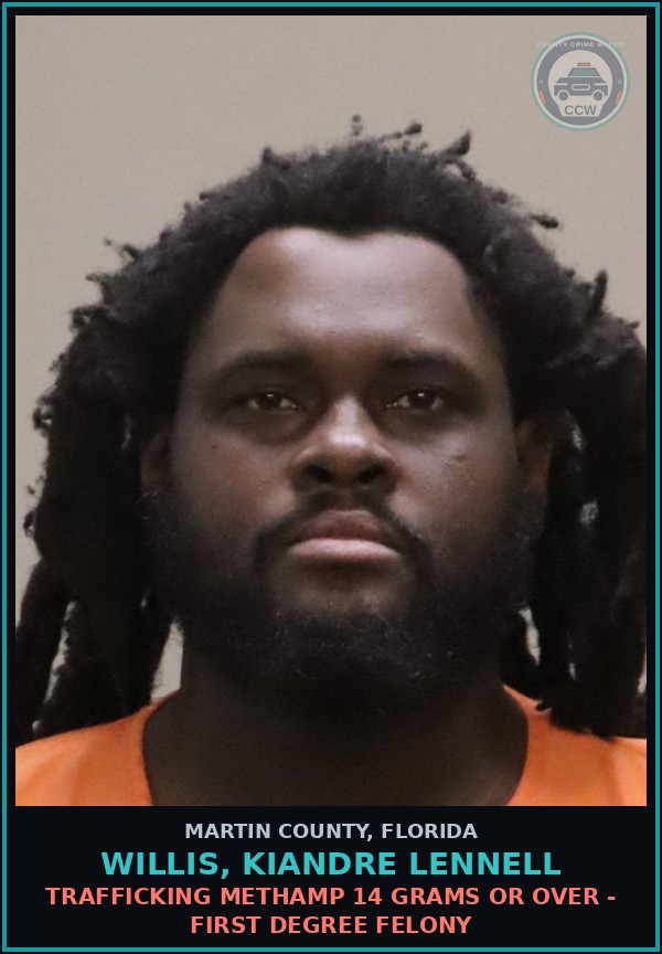 Booking mugshot of WILLIS, KIANDRE LENNELL in Martin County