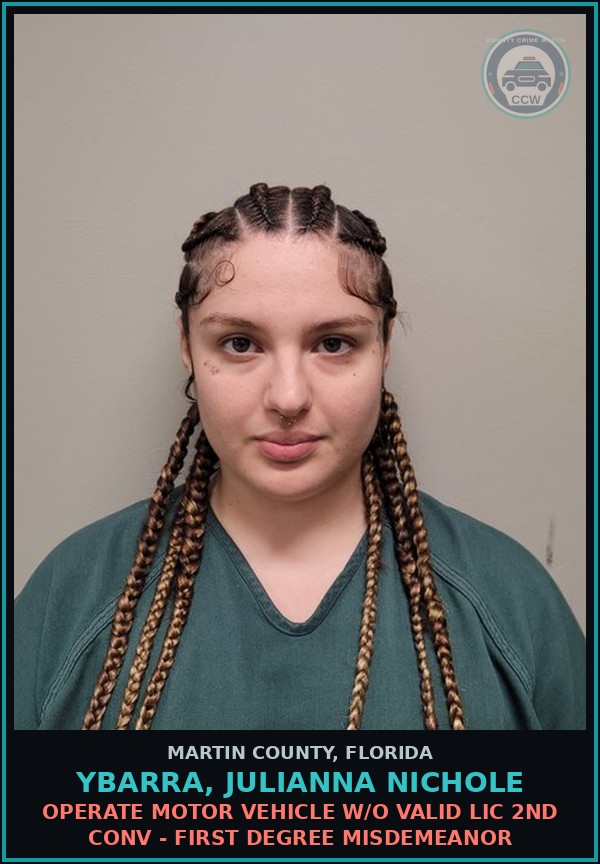 Booking mugshot of YBARRA, JULIANNA NICHOLE in Martin County