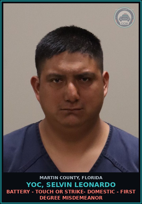 Booking mugshot of YOC, SELVIN Leonardo in Martin County