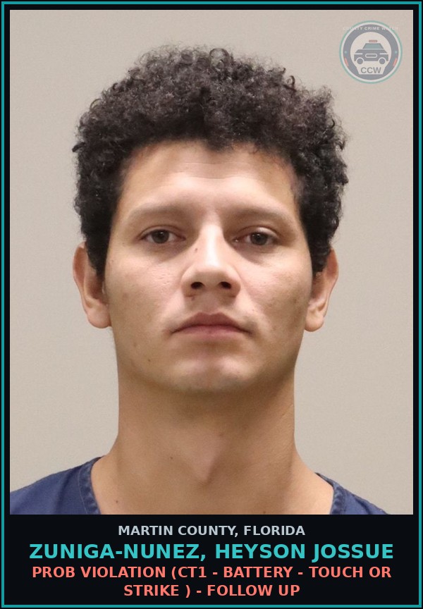 Booking mugshot of ZUNIGA-NUNEZ, HEYSON Jossue in Martin County