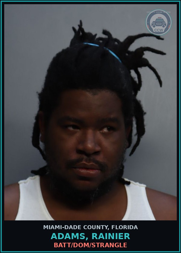 Booking mugshot of ADAMS, RAINIER in Miami-Dade County