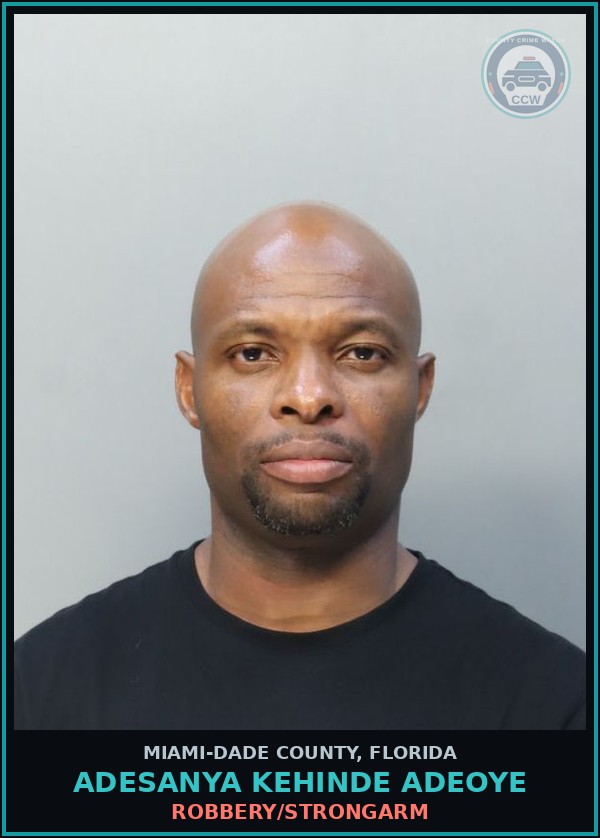 Booking mugshot of ADESANYA KEHINDE  ADEOYE in Miami-Dade County
