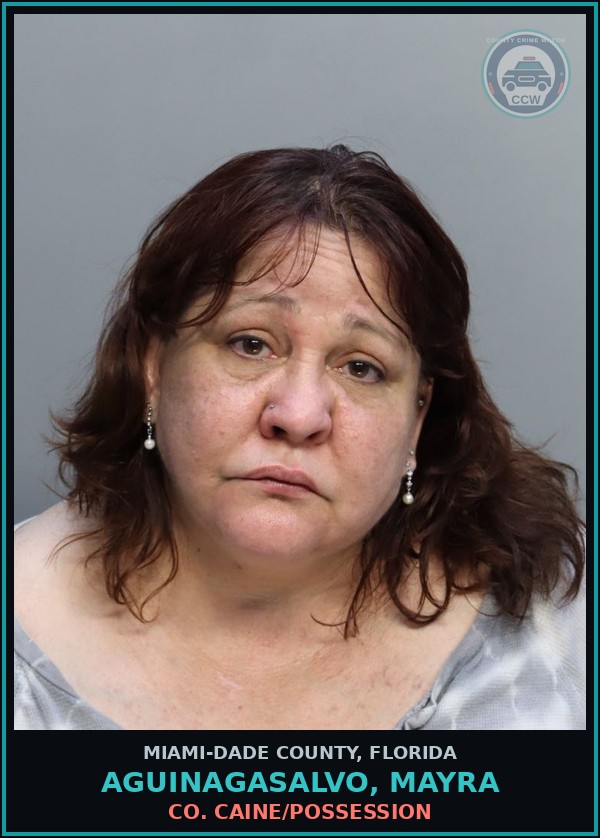 Booking mugshot of AGUINAGASALVO, MAYRA in Miami-Dade County