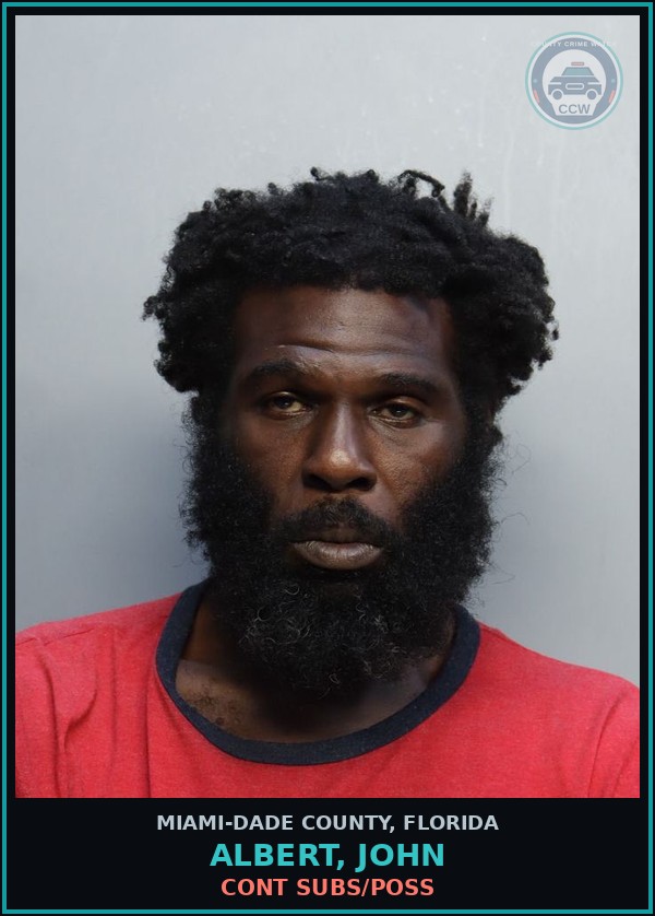 Booking mugshot of ALBERT, JOHN in Miami-Dade County