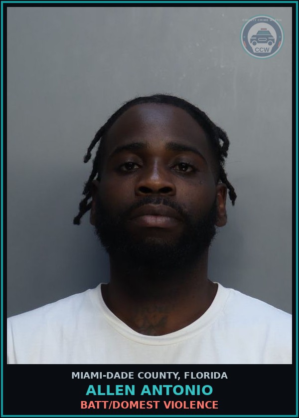 Booking mugshot of ALLEN ANTONIO in Miami-Dade County