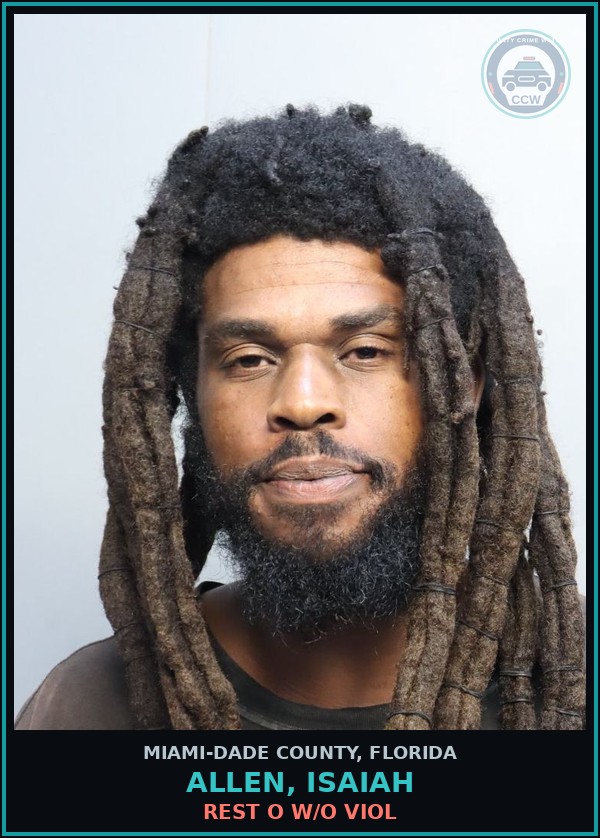 Booking mugshot of ALLEN, ISAIAH in Miami-Dade County