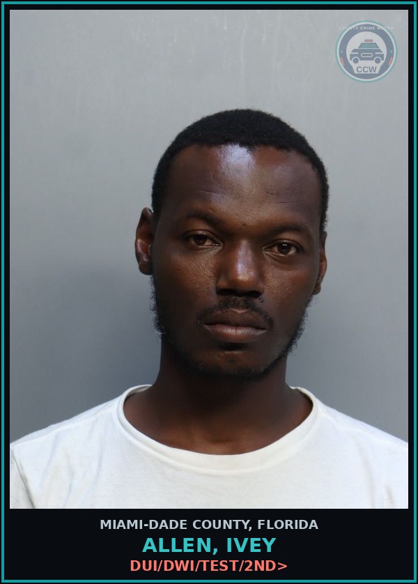 Booking mugshot of ALLEN, IVEY in Miami-Dade County
