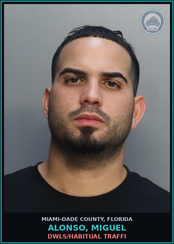 Booking mugshot of ALONSO, MIGUEL in Miami-Dade County