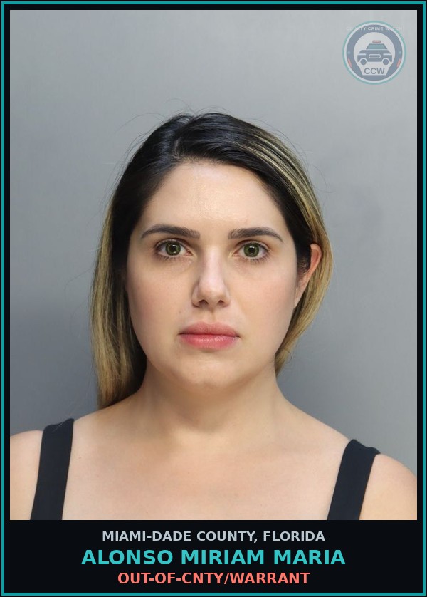 Booking mugshot of ALONSO MIRIAM  MARIA in Miami-Dade County