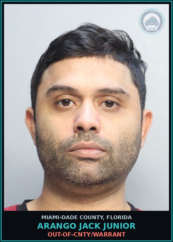 Booking mugshot of ARANGO JACK  JUNIOR in Miami-Dade County