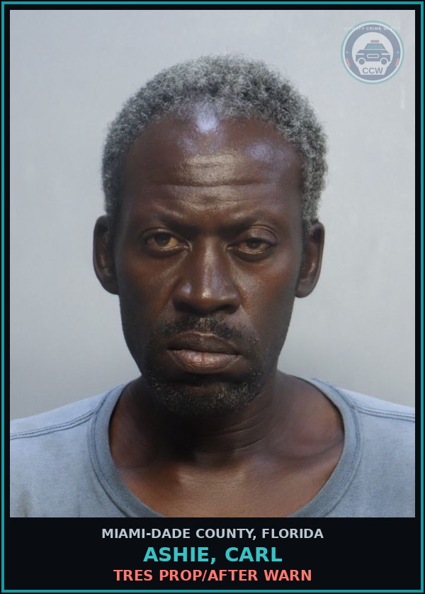 Booking mugshot of ASHIE, CARL in Miami-Dade County
