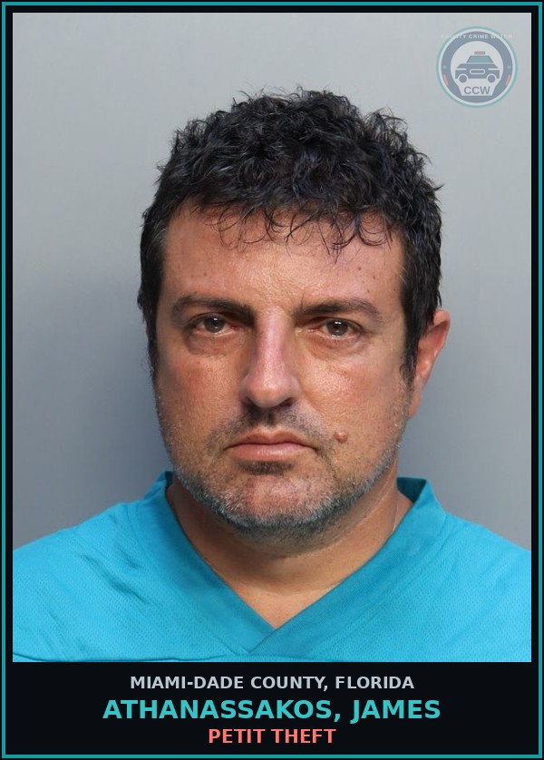 Booking mugshot of ATHANASSAKOS, JAMES in Miami-Dade County