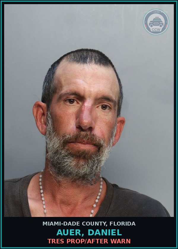 Booking mugshot of AUER, DANIEL in Miami-Dade County