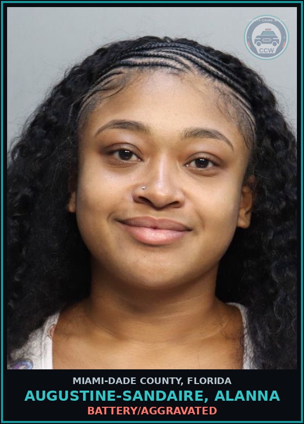 Booking mugshot of AUGUSTINE-SANDAIRE, ALANNA in Miami-Dade County