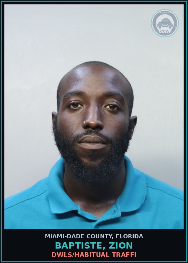 Booking mugshot of BAPTISTE, ZION in Miami-Dade County