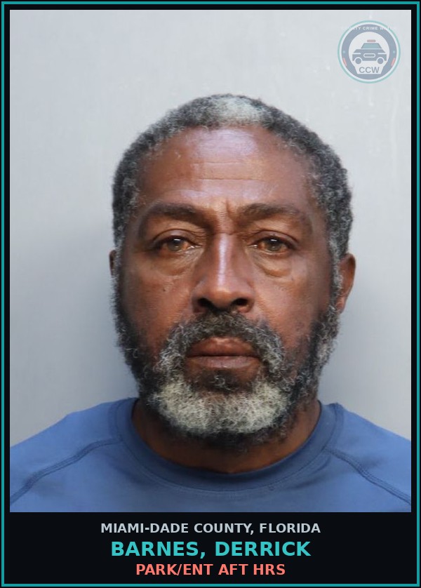 Booking mugshot of BARNES, DERRICK in Miami-Dade County