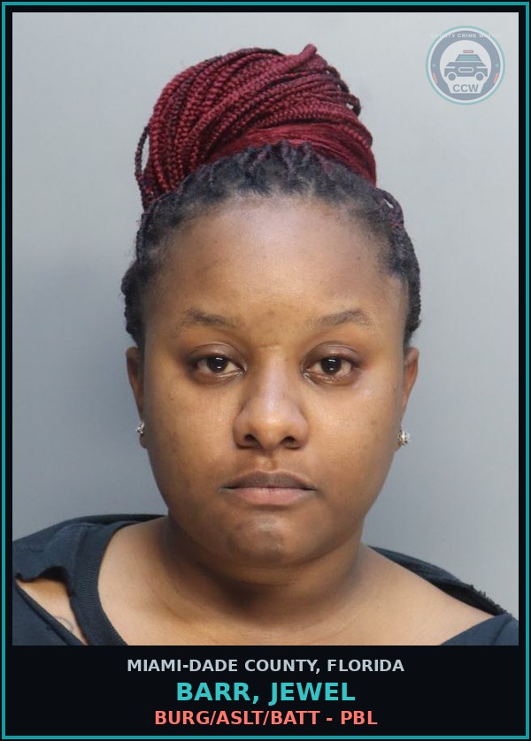 Booking mugshot of BARR, JEWEL in Miami-Dade County