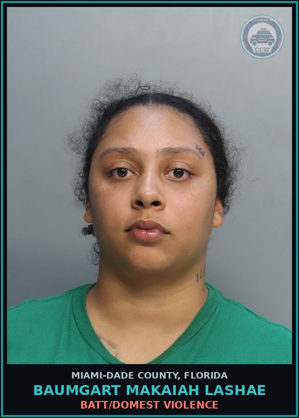 Booking mugshot of BAUMGART MAKAIAH  LASHAE in Miami-Dade County