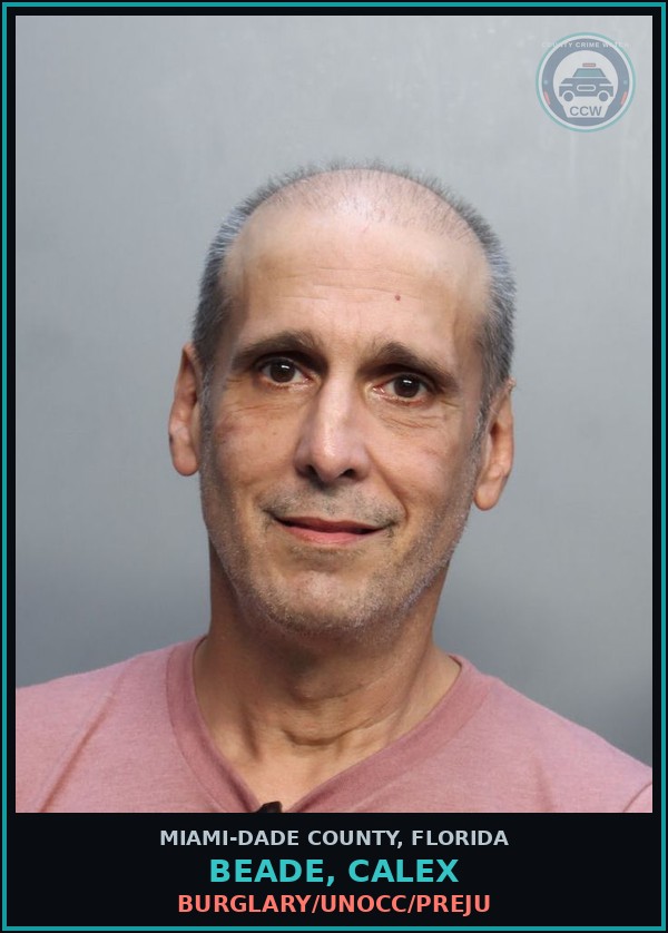 Booking mugshot of BEADE, CALEX in Miami-Dade County
