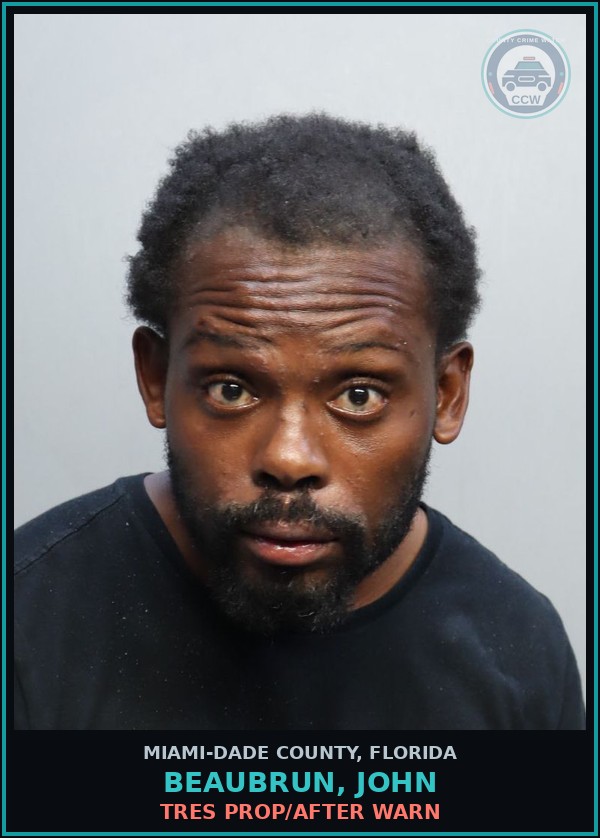 Booking mugshot of BEAUBRUN, JOHN in Miami-Dade County