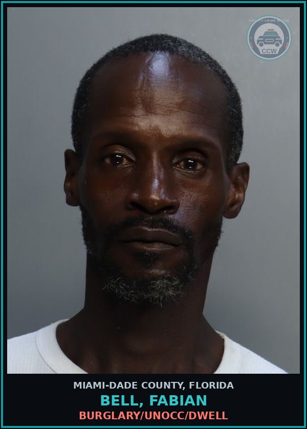 Booking mugshot of BELL, FABIAN in Miami-Dade County