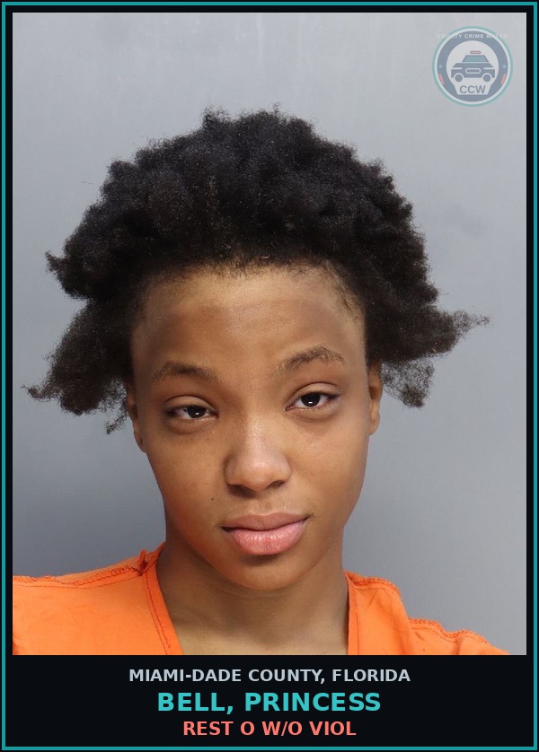 Booking mugshot of BELL, PRINCESS in Miami-Dade County