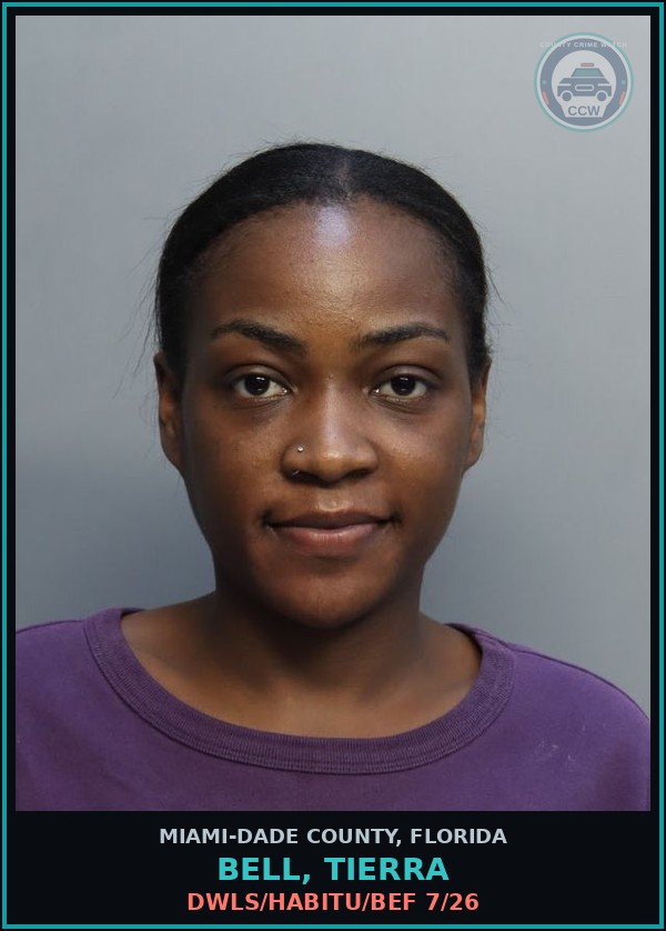 Booking mugshot of BELL, TIERRA in Miami-Dade County
