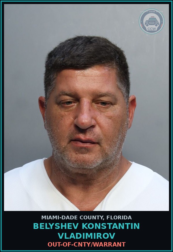 Booking mugshot of BELYSHEV KONSTANTIN  VLADIMIROV in Miami-Dade County