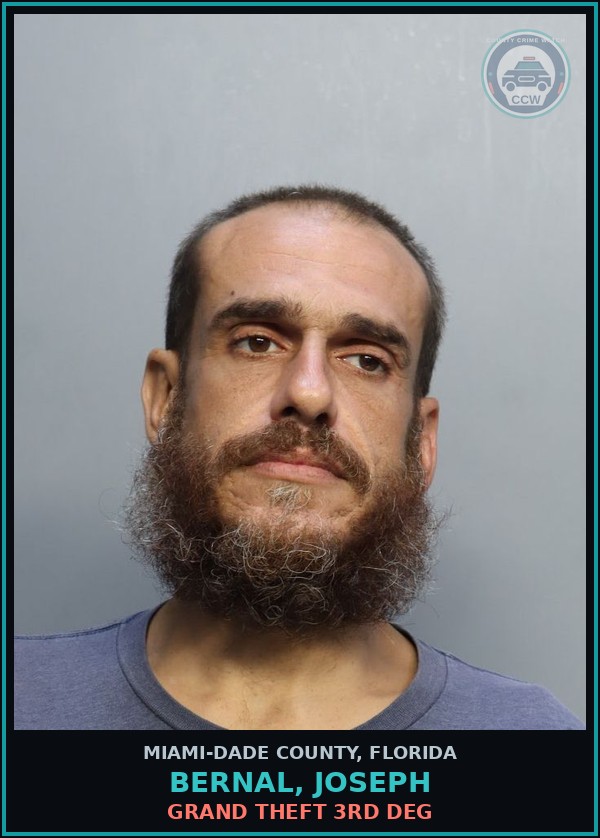 Booking mugshot of BERNAL, JOSEPH in Miami-Dade County