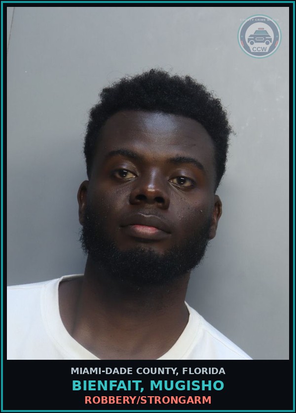 Booking mugshot of BIENFAIT, MUGISHO in Miami-Dade County