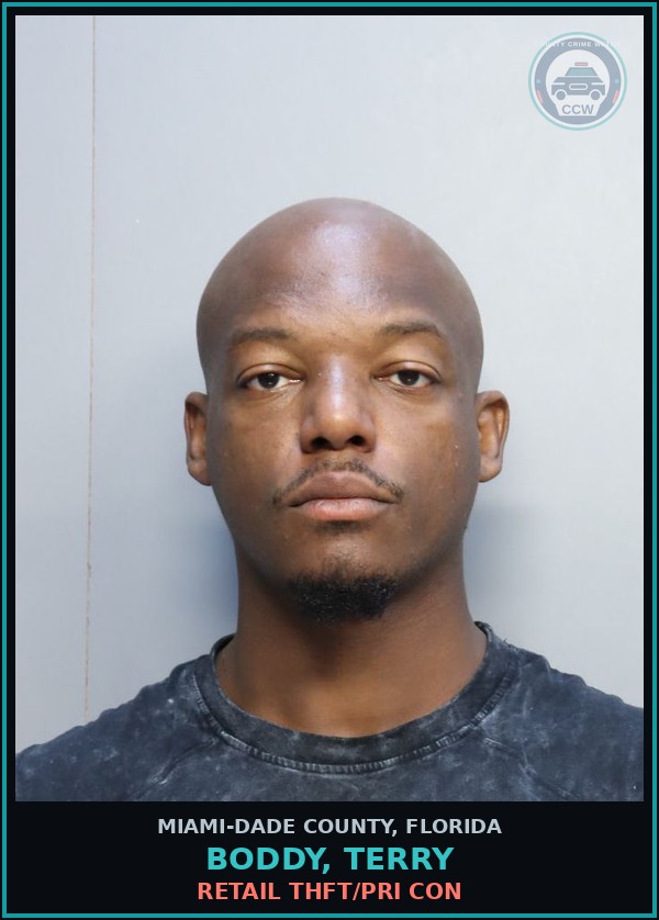 Booking mugshot of BODDY, TERRY in Miami-Dade County