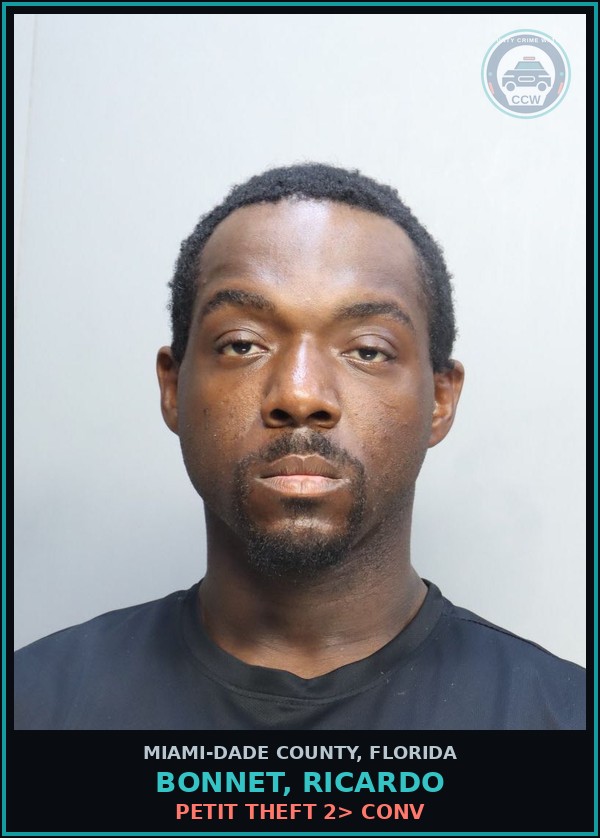 Booking mugshot of BONNET, RICARDO in Miami-Dade County