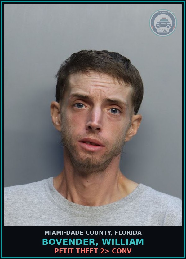 Booking mugshot of BOVENDER, WILLIAM in Miami-Dade County
