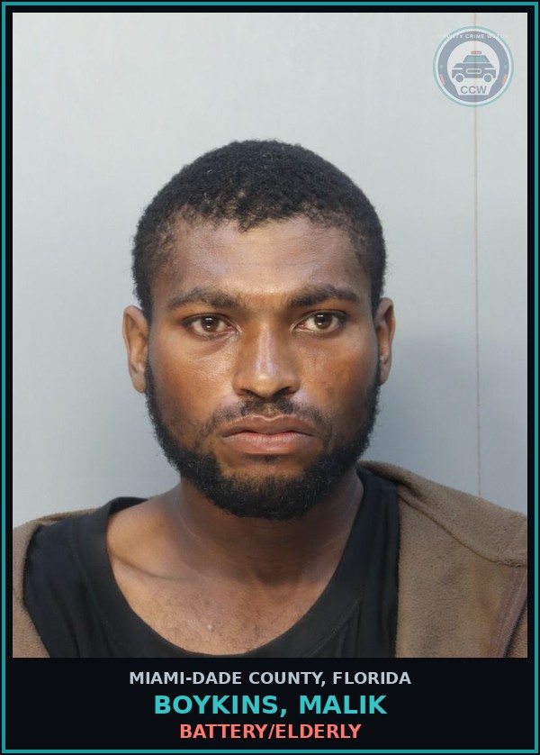 Booking mugshot of BOYKINS, MALIK in Miami-Dade County