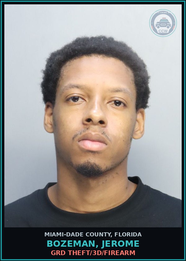 Booking mugshot of BOZEMAN, JEROME in Miami-Dade County