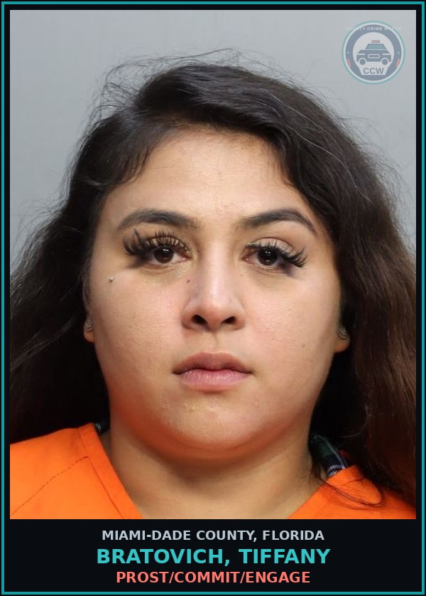 Booking mugshot of BRATOVICH, TIFFANY in Miami-Dade County
