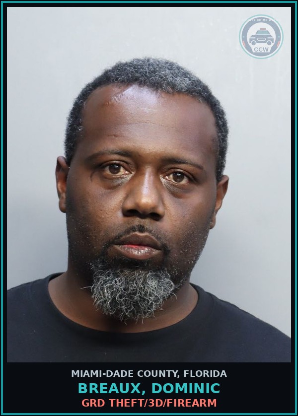 Booking mugshot of BREAUX, DOMINIC in Miami-Dade County