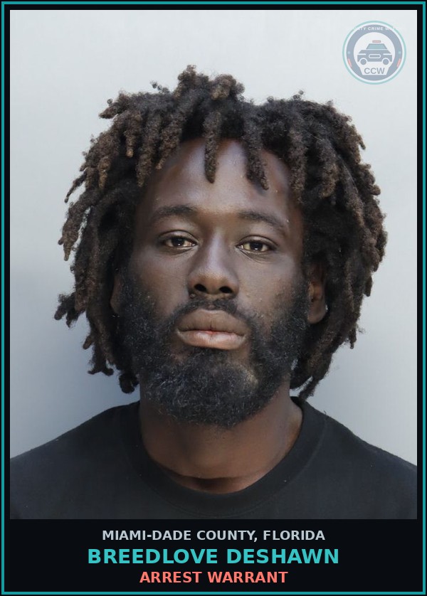 Booking mugshot of BREEDLOVE DESHAWN in Miami-Dade County