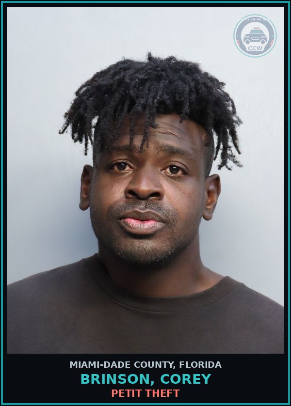 Booking mugshot of BRINSON, COREY in Miami-Dade County
