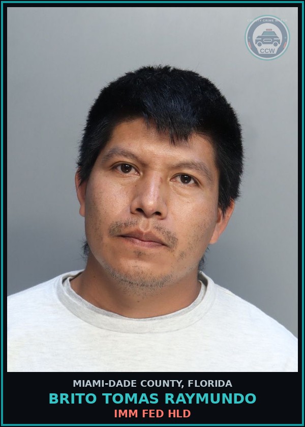 Booking mugshot of BRITO TOMAS  RAYMUNDO in Miami-Dade County