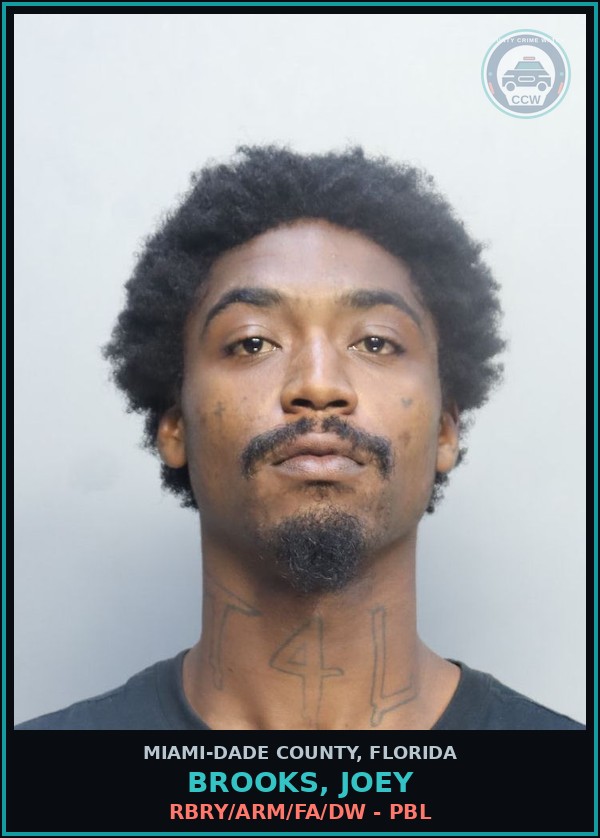Booking mugshot of BROOKS, JOEY in Miami-Dade County