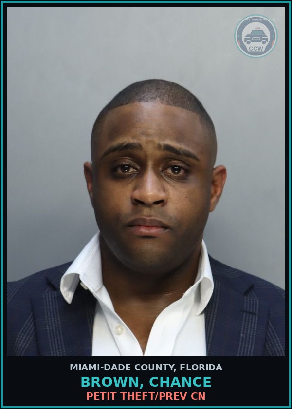 Booking mugshot of BROWN, CHANCE in Miami-Dade County