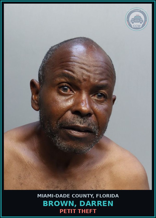 Booking mugshot of BROWN, DARREN in Miami-Dade County