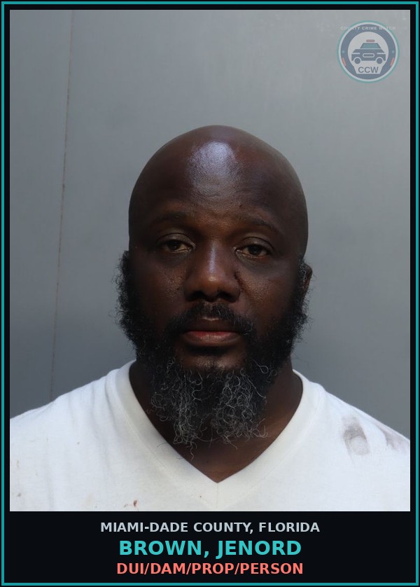 Booking mugshot of BROWN, JENORD in Miami-Dade County