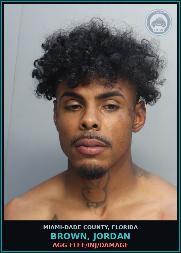 Booking mugshot of BROWN, JORDAN in Miami-Dade County