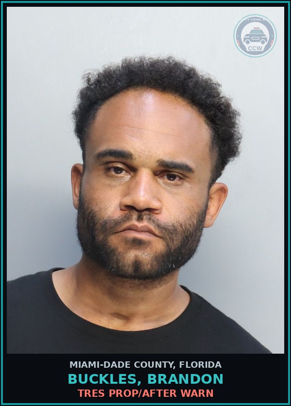Booking mugshot of BUCKLES, BRANDON in Miami-Dade County