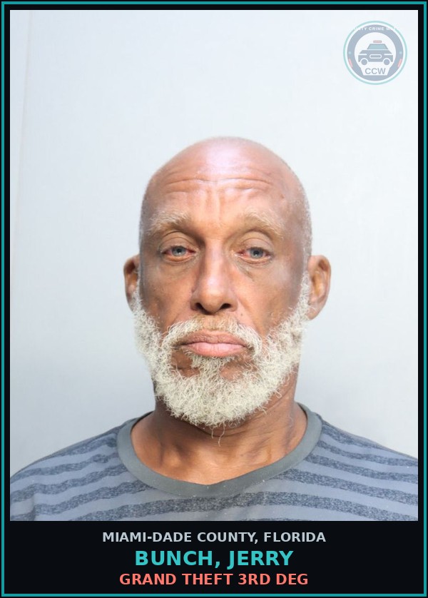 Booking mugshot of BUNCH, JERRY in Miami-Dade County